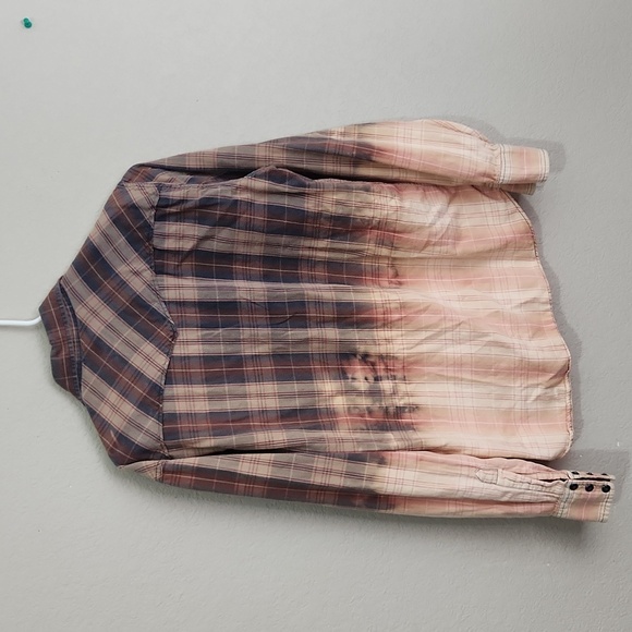 Lucky Brand Mens Size M Snap Shirt LS Bleach Dipped Distentive Western - Picture 4 of 8